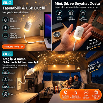 12 Diskli Galaksi Projektörü – Yıldız ve Gökyüzü Gece Lambası