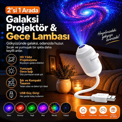 12 Diskli Galaksi Projektörü – Yıldız ve Gökyüzü Gece Lambası